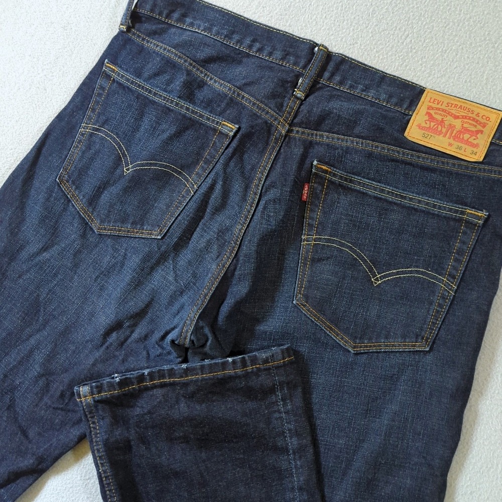 Levis 527 Slim Bootcut Jeans Mens 36x34 Dark Wash Indigo Denim Pants